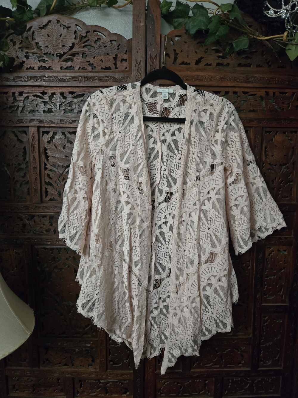Cato Blush Lace Open-Front Shrug